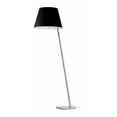 MOMA Stojací lampa, těleso kov, povrch chrom lesk, stínítko textil barva černá, difuzor plast opál, pro žárovku 1x60W, E27, 230V, IP20, rozměry 450x300x1600mm, vč. vypínače.