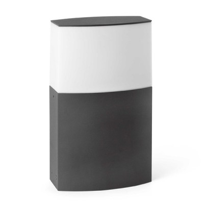 DATNA Sloupkové svítidlo, venkovní, tmavě šedé, 1x20W, E27, 230V, IP44, 180x300x150mm, materiál litý hliník, polykarbonát opálový.