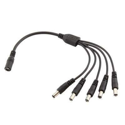  Rozbočovací kabel s konektory DC 5,5 x 2,1mm, 1x zásuvka na 2x, 3x, 4x, 5x vidlice, černý