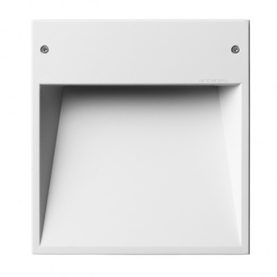 BOX Vestavné svítidlo do stěny, těleso hliník, povrch bílá mat, LED 5W, teplá 3000K, 500lm/cca 25W žár, Ra80, 230V, IP65, tř.2, 236x256x52mm, mont box SAMOST, svítí dolů