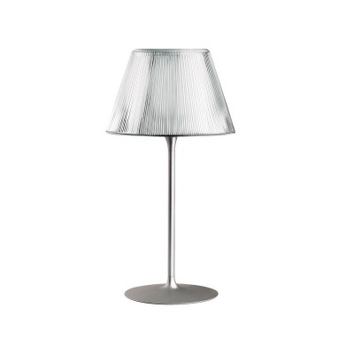 ROMEO MOON Stolní lampa, těleso hliník, povrch šedostříbrná, stínítko sklo, žárovku 1x105W/205W, E27, A60, 230V, IP20, tř.2, rozměry dle typu, vč. stmívače