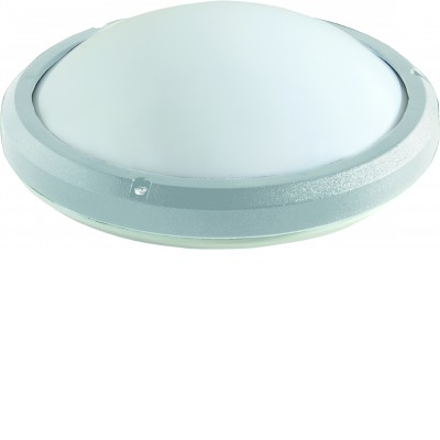 RHODOS 20W, HF senzor, IP65 Stropní venkovní svítidlo, HF senzor pohybu, čas 10s-8minut, záběr 120°, soumrak 10-1000lx, těleso plast stříbrná, dif plast opál, LED 20W, 1300lm, neutrální 4000K, 230V, IP65, tř.2, d=335mm, h=100mm.