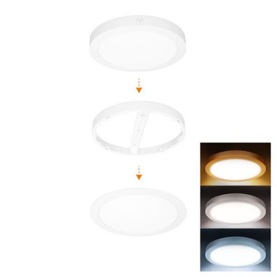 AALEN BI 24W CCT IP54 Stropní přisazené/podhledové svítidlo, kruhové, těleso plast bílá, difuzor plast opál, LED 24W, 2040lm, přepín. CCT  teplá 3000K-denní 6000K, vyzař úhel 160°, 230V, IP54, d=300mm, h=29mm.