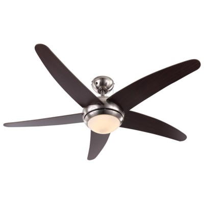 VESCA LED 20W + VENTILÁTOR VÝPRODEJ Stropní ventilátor s osvětlením, základna kov, povrch nikl mat, difuzor sklo opál, lopatky dřevo wenge, LED 20W, teplá 3100K, 1100lm, 230V, IP20, tř.1, rozměr