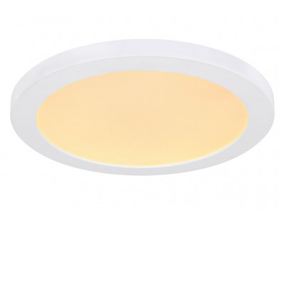 CLAUST R 24W, CCT Stropní svítidlo, těleso plast, povrch bílá, difuzor plast opál, LED 24W, 1800lm, CCT přepín teplota teplá 3000K, neutrální 4000K, denní 6500K, IP20, rozměry d=300mm, h=18mm.