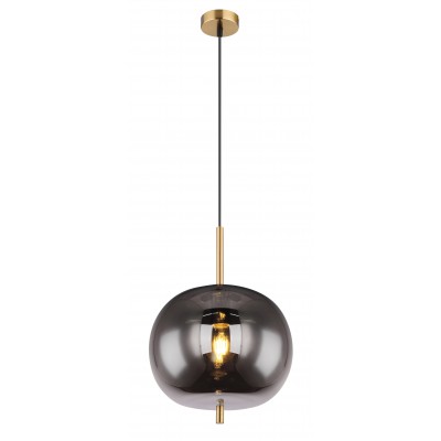 UDICO HL 1x60W, E27 Závěsné svítidlo, těleso kov, povrch mosaz, stínítko sklo kouřové, pro žárovku 1x60W, E27, 230V, IP20, tř.1, rozměry d=300mm, vč. závěs kabelů l=1200mm, lze zkrátit.