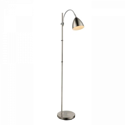 ARCHIBALD Stojací lampa, nastavitelná výška, těleso kov, povrch nikl mat, chromové detaily, pro žárovku 1x40W, E14, 230V, IP20, tř.1, rozměry 420x250x1560mm, vč vypínače