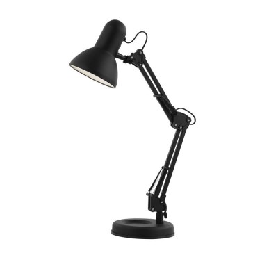 FAMOUS Stolní lampa, dvě ramena, těleso kov, plast, povrch černá, pro žárovku 1x40W, E27, A60, 230V, IP20, tř.1, rozměry l=420mm, h=620mm, vč vypínače