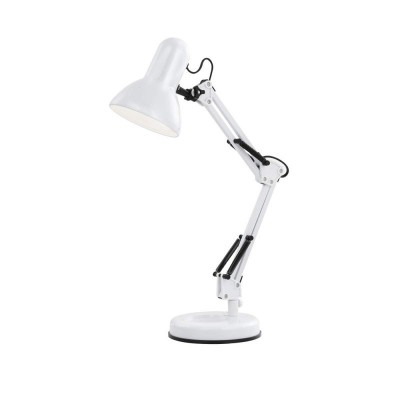 FAMOUS Stolní lampa, dvě ramena, těleso kov, plast, povrch bílá, pro žárovku 1x40W, E27, A60, 230V, IP20, tř.1, rozměry l=420mm, h=620mm, vč vypínače