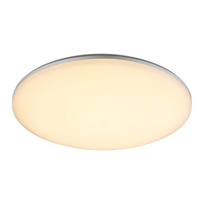 KRASNO LED 24W IP54 Stropní, přisazené, venkovní svítidlo, základna plast, povrch šedostříbrná, difuzor plast opál, LED 24W, 1900lm, teplá 3000K, 230V, IP54, tř.2, rozměry d=330mm, h=56mm