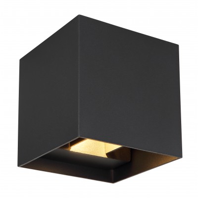 ALNI SQ 7W, IP54 Nástěnné venkovní svítidlo, těleso hliník, povrch černá antracit/černá mat/bílá mat/fólie imitace dřevo, LED 7W, teplá 3000K, 560lm, 230V, IP54, tř.1, rozměry 100x100x100mm, svítí nahoru/dolů.