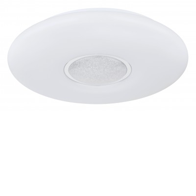 POMA LED 24W, CCT, RGB Stropní svítidlo, těleso kov, povrch bílá mat, kroužek chrom, dif plast opál a sklo křišťál, LED 24W, 2500lm, CCT nastav teplota teplá 3000K-denní 6500K pomocí ovl, RGB, stmív. rozměry d=410mm, h=70mm