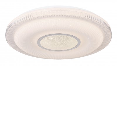 MAGNIFIQUE Stropní svítidlo, těleso kov povrch bílá a chrom, dif plast opál s třpyt. efektem, LED 30W, 3700lm, Tuya CCT nastav. teplota teplá 3000K - denní 6500K, stmív, rozměry d=500mm, h=88mm.