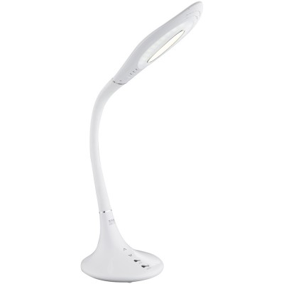 PATTAYA Stolní lampa, flexibilní rameno, základna hliník, povrch bílá/šedostříbrná, těleso plast bílá, chromové detaily, LED 10W, 50-600lm, nastav teplota 3300K-4500K-6500K, přímé stmív, 230V, IP20, tř.1, d=500mm, h=700mm, vč vypínače