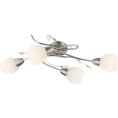 ROPONT 4x40W E14 Stropní, svítidlo, 4 ramena, těleso kov, povrch nikl mat, chromové detaily, stínítko sklo opál,  pro žárovku 1x40W, E14, 230V, IP20, tř.1, rozměry 700x250x210mm