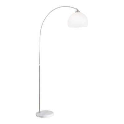 NEWCASTLE Stojací oblouková lampa s vyloženým ramenem, základna mramor, těleso kov, povrch nikl mat, klobouk plast, pro žárovku 1x40W, 230V, E27, IP20, tř.2, rozměry h=1410-1960mm, l=920mm klobouk d=300mm