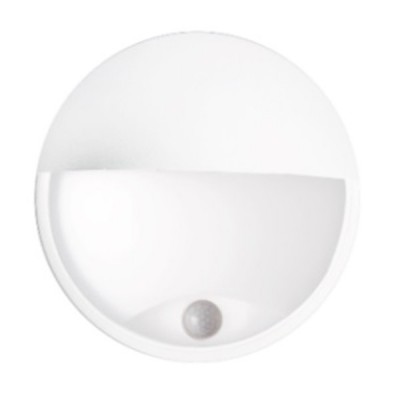 DICHODON SHIELD LED 14W IP54 + senzor PIR Nástěnné venkovní svítidlo, senzor PIR, dosah 1-10m, záběr 90°, doba 10s-5min, mat PC vč krytu, povrch bílá, difuzor PC opál, LED 14W, 600lm, neutrální 4000K, 230V, IP54, IK08, tř.2, d=215mm,