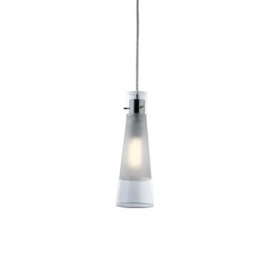 FRONT 60W E27 Závěsné svítidlo, základna kov, povrch chrom, difuzor čiré sklo s písk. částí uprostřed, pro žár. 1x60W, E14, 230V, tř.1, IP20, rozměry d=110mm, včetně lankového závěsu l=460-1350mm, lze zkrá
