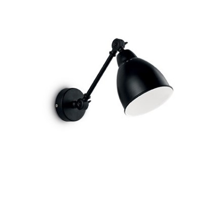 NEWTON Nástěnné svítidlo lampa, základna kov, povrch černý lak, bílý smalt uvnitř, pro žárovku 1x60W, E27, 230V, IP20, tř.2, rozměry š=300mm, v=230mm, h=440mm