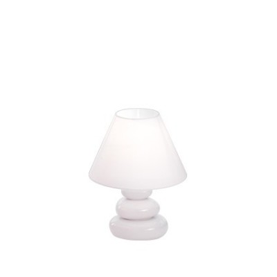 K2 VÝPRODEJ Stolní dekorativní lampa, těleso keramické, povrch smalt bílá, stínítko PVC potaženo textilní látkou bílá, pro žárovku 1x40W, E14, 230V, IP20, tř.2, rozměry d=20