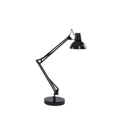 WALLY Stolní kancelářská lampa, těleso kov, povrch smalt, černá, nastavitelné rameno, nastavitelný difuzor, pro žárovku 1x40W, E27, 230V, IP20, tř.2, rozměry viz obrázek