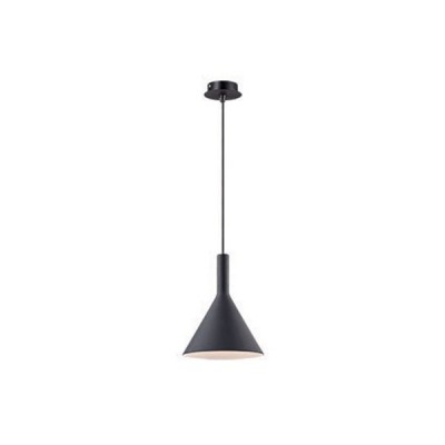 CONIO malá 200 VÝPRODEJ Závěsné svítidlo, základna kov, povrch bílá, difuzor sklo černé mat, pro žárovku 1x40W, E14, 230V, IP20, difuzor d=200mm, h=320mm, závěs l=1250mm, lze zkrátit