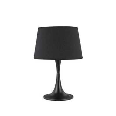 LONDON Stolní dekorativní lampa, základna kov, povrch černá, stínítko PVC potaženo textilní látkou černá, pro žárovku 1x60W, E27, 230V, IP20, tř.2, rozměry d=320mm, v=485mm