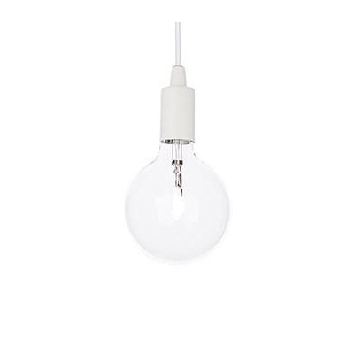 EDISON Závěsné svítidlo, základna kov, objímka bílá mat, pro žárovku 1x60W, E27, 230V, IP20, tř.1, těleso d=110mm, závěsný kabel s bílým textilním úpletem l=400/1300mm, lze zkrátit