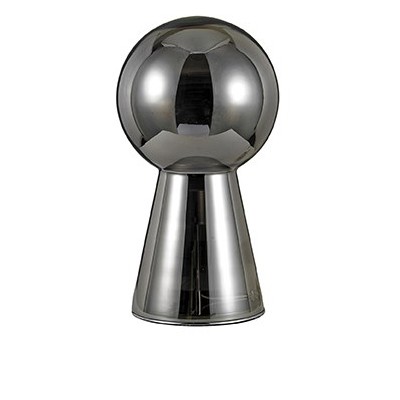 BIRILLO Stolní nebo stojací dekorativní lampa, základna kov chrom, difuzor foukané leptané sklo bílé/kouř. šedé, pro žárovku 1x60W, E27, 230V, IP20, tř.2, rozměry dle typu