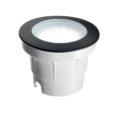 CECI Zemní svítidlo, těleso plast, rámeček černá, difuzor sklo opál, pro LED 1x10W GX5,3, 230V, IP67, tř.2, staticá zátěž max 5t, rozměry d=155mm, h=110mm, vč. mont boxu