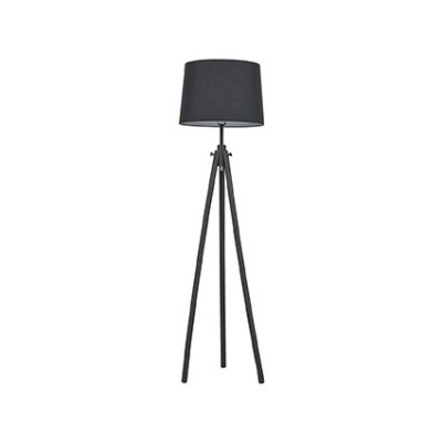 VENA stojací 1x60W E27 Stojací dekorativní lampa, těleso přírodní dřevo s kovovými detaily, barva černá, stínítko PVC potaženo textilní látkou černá, pro žárovku 1x60W, E27, 230V, IP20, tř.2, rozměry d=480mm, v=164