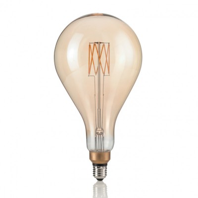 LED VINTAGE XL E27 8W GOCCIA Světelný zdroj, retro žárovka, tvar hruškový, sklo jantar, LED 8W, teplá 2200K, 640lm, 230V, d=150mm, l=300mm, stř. život cca 15.000 hod