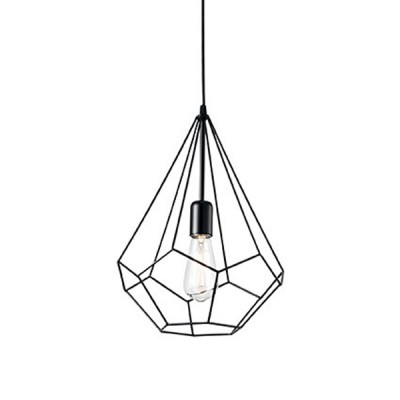 DONKEY 1x60W E27 DIAMANT Závěsné svítidlo, lustr tvar diamant, základna kov, povrch černá, stínítko kovová mřížka černá, pro žárovku 1x60W, E27, 230V, IP20, tř.1, rozměry d=300mm, vč lankového kabelu l=1200mm lze zkr