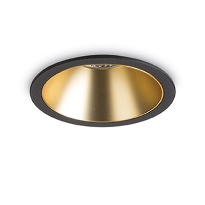 PUKA ROUND LED 11W/20W Stropní, podhledové svítidlo bodové, těleso hliník, povrch lak černá/zlatá, krycí sklo čiré, LED 1x10W, teplá 3000K, 720lm, 230V, IP20, tř.2. rozměry d=85mm h=80mm
