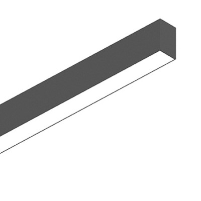 FLUO BI-EMISSION Závěsné svítidlo, těleso hliníkový profil, černá, difuzor plast opál LED 36W/4750lm svítí dolů +18W/2950lm svítí nahoru, teplá 3000K, 230V, IP20. rozměry l=1805mm, 50x80mm, svítí nahoru/dolů