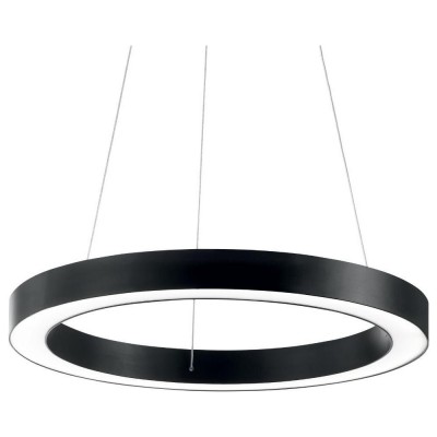 GREIS HL I R Závěsné svítidlo, těleso hliník, povrch černá, difuzor plast opál, LED 38W, 3300lm, teplá 3000K, 230V, IP20, tř.2, rozměry d=600mm, h=45mm, vč závěs lanka l=1200mm, lze zkrátit.