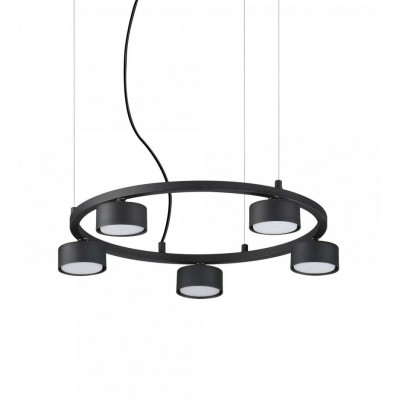HALEK Závěsné svítidlo, základna kov, povrch černá, pro LED 5x15W, GX53, 230V, IP20, tř.2, rozměry d=500mm, závěsný kabel l=2190mm lze zkrátit.
