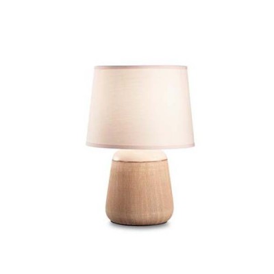 KALI Stolní lampa, těleso keramika s reliéfy, stínítko plast bílá, pro žárovku 1x60W, E14, 230V, IP20, tř.2, rozměry d=200mm, h=285mm.