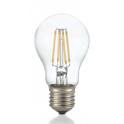 LAMPADINA LED žárovka, těleso kov šedostříbrná, krycí sklo čirá, LED 8W, E27, teplá 3000K, 860lm, Ra80, 230V, tř.1, rozměry d=60mm, h=105mm.