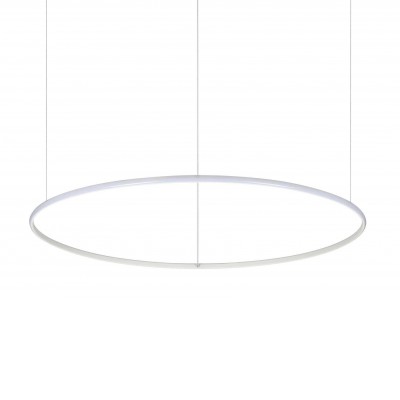 HULAHOOP oválné Závěsné svítidlo, těleso kov, povrch bílá, difuzor plast opál, LED 40W, teplá 3000K, 4000lm, 230V, IP20, tř.2, rozměry ovál 815x200mm, závěsné lanko l=2120mm, lze zkrátit.