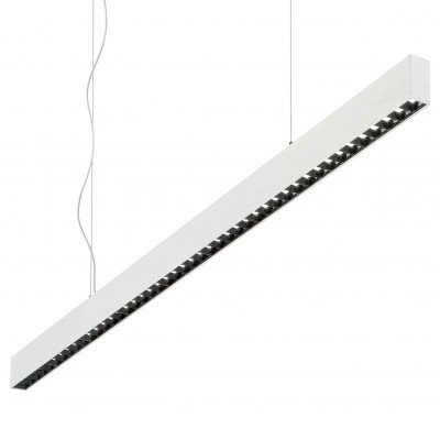 KEVELAR SUD Závěsné svítidlo, těleso hliník, povrch bílá, LED 30W, teplá 3000K, 2800lm, UGR<16, Ra80, 230V, IP20, tř.1, rozměry 1200x65x35mm, vč závěs lanka l=1500mm, lze zkrátit, svítí dolů