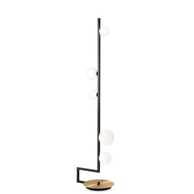 PRITE FL 5x15W G9 Stojací lampa, základna kov, povrch mosaz a černá, dif sklo opál, pro žárovku 5x15W, G9, 230V, IP20, tř.1, rozměry d=300mm, h=1600mm.