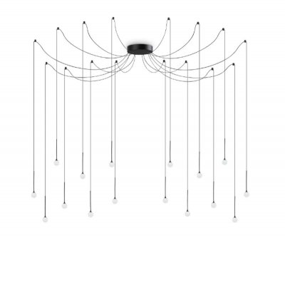 RENDO HL 16W Závěsné svítidlo, lustr, základna kov, povrch černá/mosaz, difuzor plast opál, LED 16W, 1300lm, teplá 3000K, 230V, IP20, tř. 2, rozměry d=200mm, vč závěs kabelů l=5435mm, lze zkrátit.