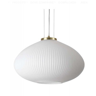 RAIONE HL 1x60W E27 Závěsné svítidlo, základna kov, povrch mosaz, difuzor sklo opál, pro žárovku 1x60W, E27, 230V, IP20, tř.2, rozměry d=350mm, h=230mm, vč závěs lanka l=2230mm, lze zkrátit.
