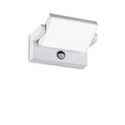 INFLIGO LED 21W IP54 PIR Nástěnné svítidlo, nastav. sklon, PIR senzor pohybu záběr 150°, dosah 8m, čas 3s-3min, soumrak, hliník, bílá, LED 21W, 2300lm, teplá 3000K, 230V, IP54, tř.1, rozměry 212x100x165mm