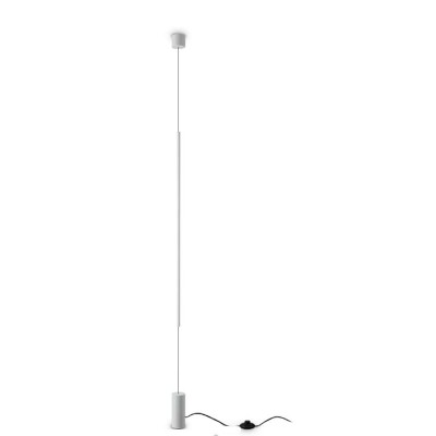 RACIO FL 14W Stojací lampa s upevněním ke stropu, těleso kov, povrch bílá, difuzor plast opál, LED 14W, 1500lm, teplá 2700K, 230V, IP20, rozměry d=60mm, h=7040mm, vypínač na kabelu.