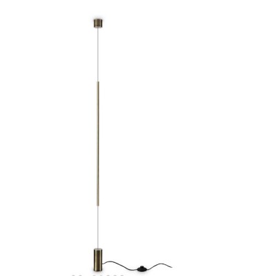RACIO FL 14W Stojací lampa s upevněním ke stropu, těleso kov, povrch mosaz, difuzor plast opál, LED 14W, 1500lm, teplá 3000K, 230V, IP20, rozměry d=60mm, h=7040mm, vypínač na kabelu.