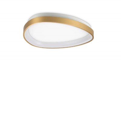 HAMR PL Stropní přisazené svítidlo, těleso hliník, povrch mosaz, difuzor plast opál, LED 28W, 3100lm, teplá 3000K, stmív. DALI/PUSH, IP20, tř.1, rozměry 610x610mm.
