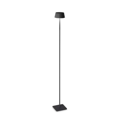 KORYTE FL 1,5W Stojací venkovní lampa, těleso kov, povrch černá, difuzor plast opál, LED 1,5W, 230lm, teplá 3000K, dotykové stmívání, nabíjení USB-C, výdrž cca 7 hodiny, IP54, rozměry d=140mm, h=1150mm.