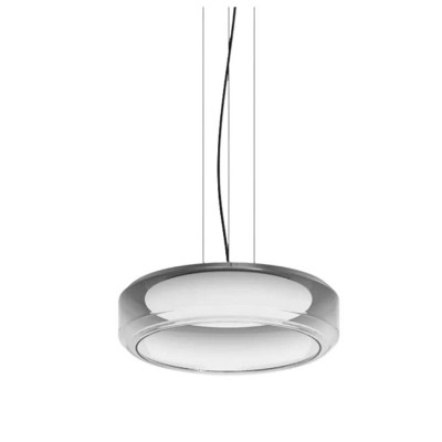 PUTO HL 28W Závěsné svítidlo, těleso kov, povrch černá, difuzor plast opál, stínítko sklo kouřové, LED 28W, 2450lm, teplá 3000K, 230V, IP20, tř.2, rozměry d=450mm, h=130mm, vč závěs lanka l=2300mm, lze zkr.